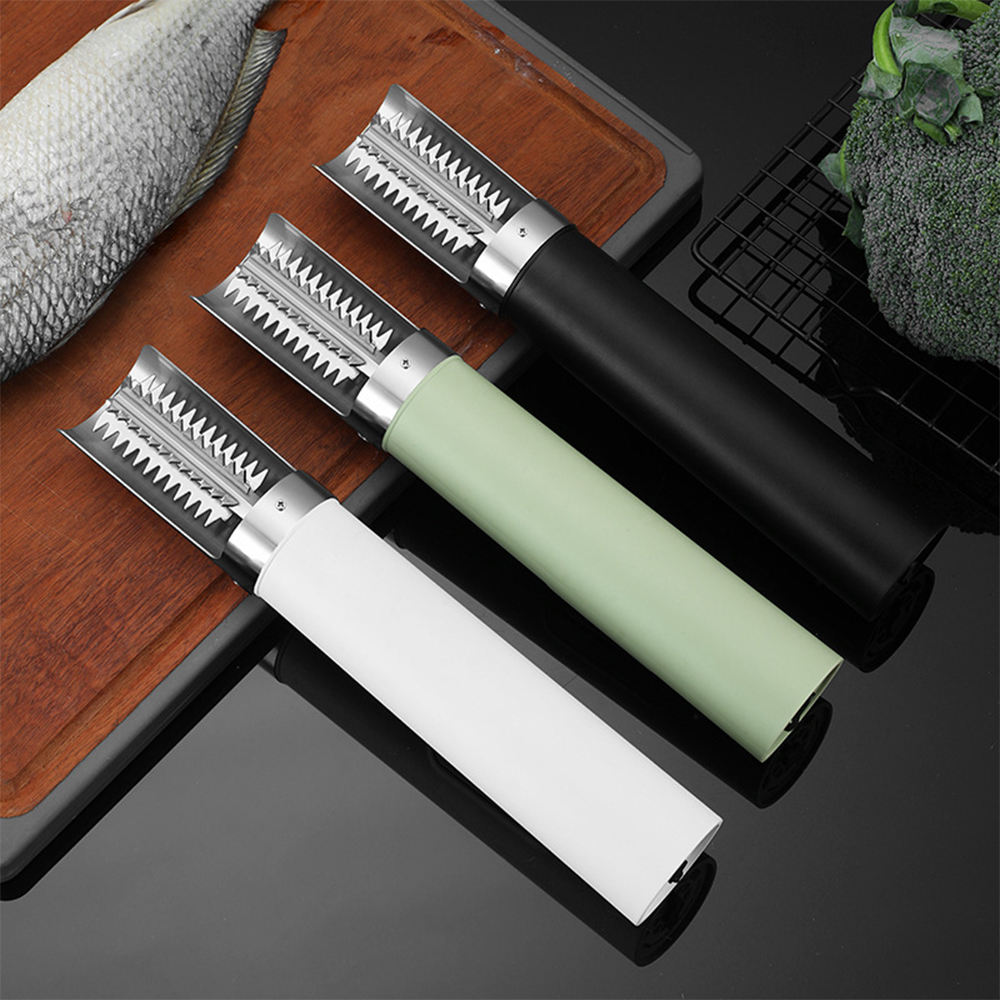 Couteau écailleur électrique de haute qualité noir, blanc et vert